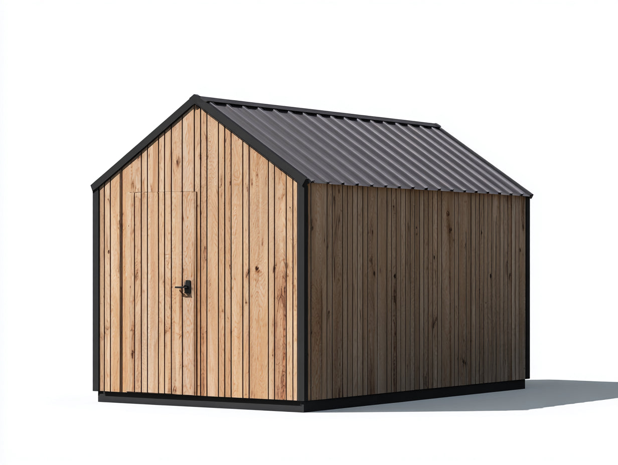 Casetas de jardín de madera 300x250x220 cm - Madera natural y gris oscuro - Diseño moderno con techo a dos aguas
