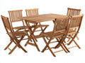 Conjuntos de comedor de jardín de madera 160x90x75 cm - Madera natural - Diseño clásico para exterior con 6 sillas