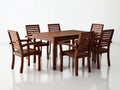Conjuntos de comedor de jardín de madera 220 x 100 x 75 cm - color marrón oscuro - mesa y 6 sillas para exterior