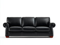 Sofás 3 plazas de cuero sintético 230 x 95 x 80 cm - Color negro - Diseño clásico con respaldo acolchado