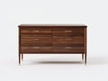 Cómodas de madera 160x45x85 cm - Marrón nogal - Diseño moderno con 6 cajones
