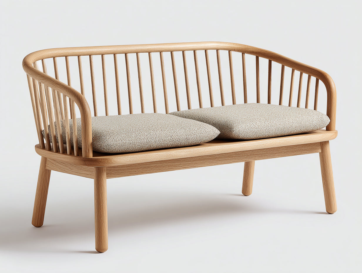 Bancos de jardín de madera 180 x 70 x 85 cm - Color roble natural - Diseño moderno con asiento acolchado