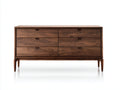 Cómoda de madera 180x45x80 cm marrón con 6 cajones estilo moderno
