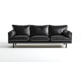 Sofás 3 plazas de cuero sintético 240x95x80 cm negro con diseño moderno