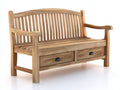 Bancos de jardín de madera 160 x 65 x 90 cm - Color natural - Diseño clásico con 2 cajones de almacenamiento
