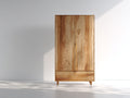Armario de madera natural 100x45x180 cm color marrón con puertas y espacio de almacenamiento estilo moderno