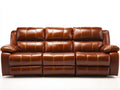 Sofás 3 plazas de cuero sintético 240x95x90 cm - Marrón coñac - Diseño moderno con respaldo acolchado