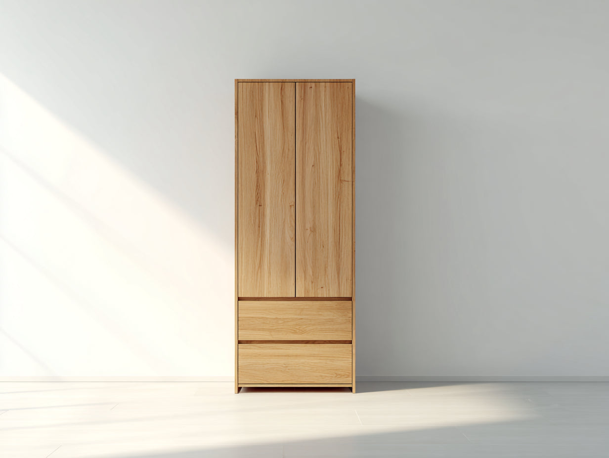 Armarios de madera 90x45x180 cm - Roble natural - Diseño moderno con puertas y cajones