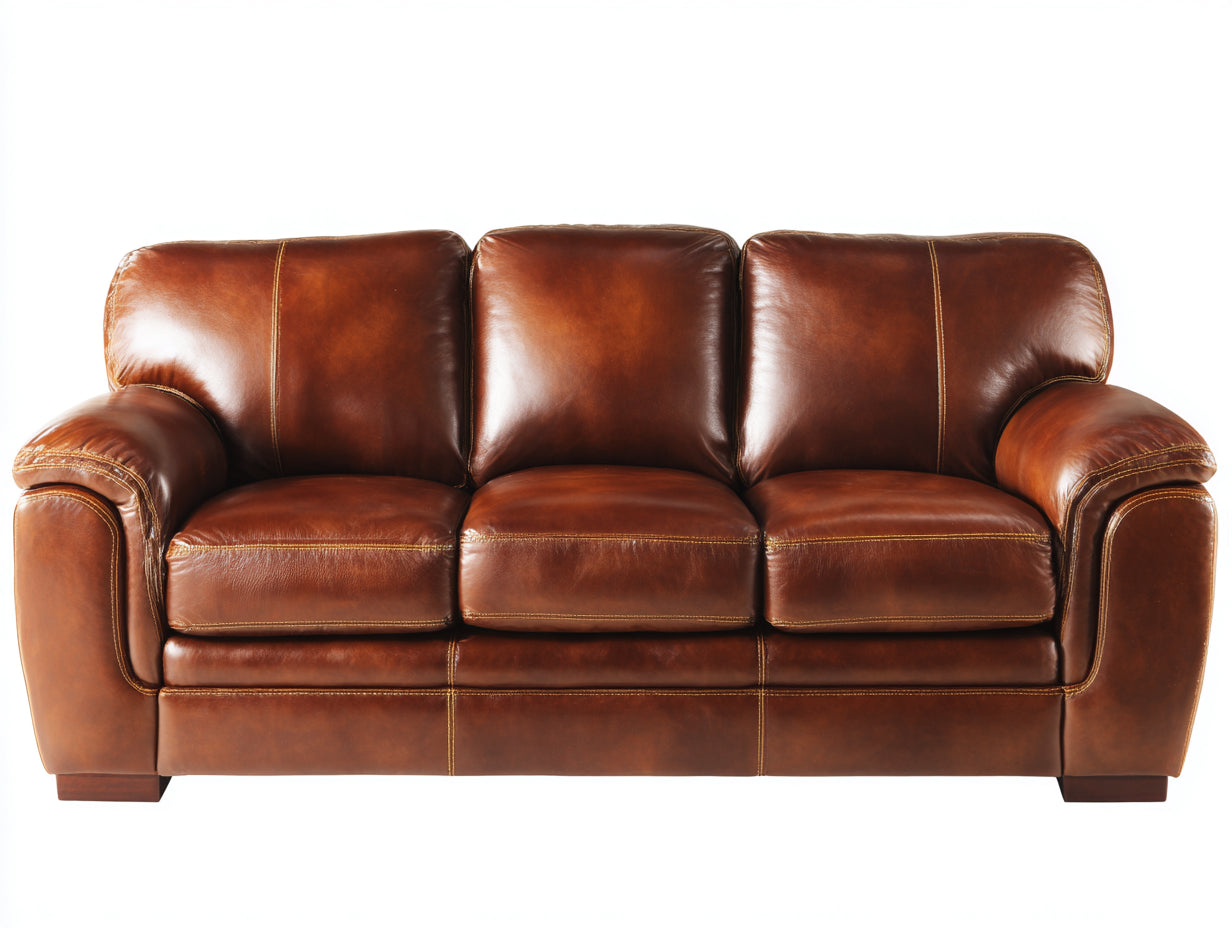 Sofás 3 plazas de cuero sintético 240x95x85 cm - Color marrón - Sofá clásico de tres plazas para salón