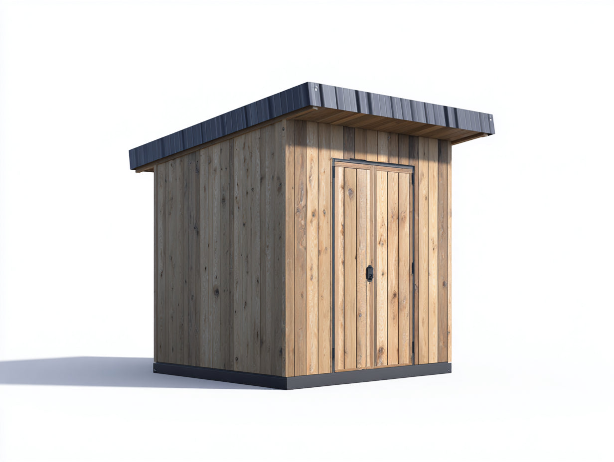 Casetas de jardín de madera 300 x 250 x 230 cm - Color natural - Diseño exterior con puerta y techo plano