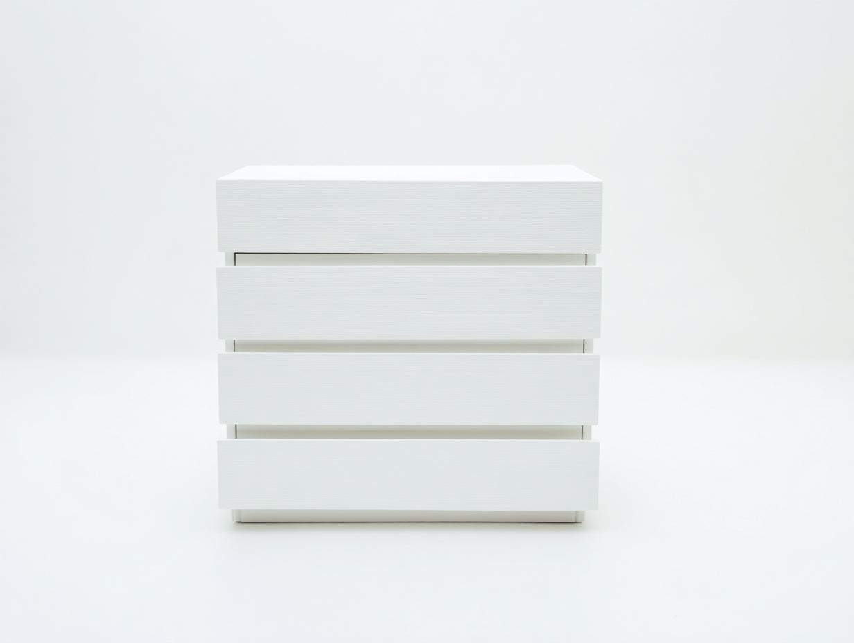 Cómodas de madera 90x45x100 cm - Blanco mate - Diseño moderno con 4 cajones