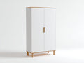 Armarios de 2 puertas en madera y acabado blanco 100 x 45 x 180 cm - blanco y madera natural - diseño moderno para dormitorio