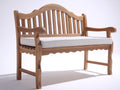 Banco de jardín de madera 170x65x95 cm - Marrón natural - Diseño clásico con respaldo curvo y cojín