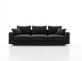 Sofás 3 plazas de tela 230 x 95 x 80 cm - Color negro - Diseño moderno con respaldo acolchado