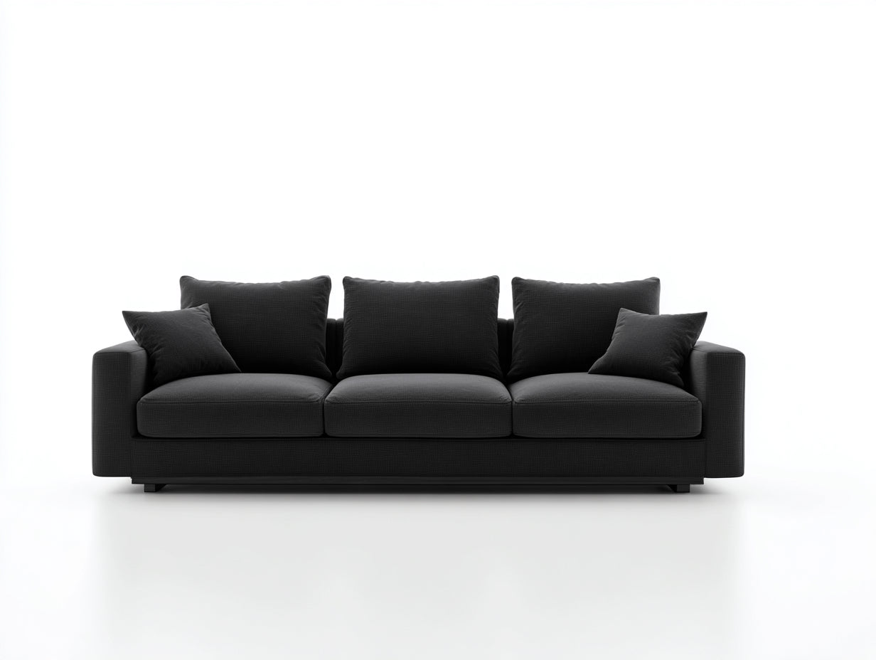 Sofás 3 plazas de tela 230 x 95 x 80 cm - Color negro - Diseño moderno con respaldo acolchado