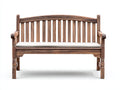 Banco de jardín de madera 180x65x90 cm marrón con asiento acolchado blanco estilo clásico