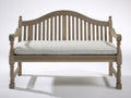 Banco de jardín de madera 180x70x100 cm - Gris natural y blanco crema - Diseño clásico con respaldo curvo y cojín